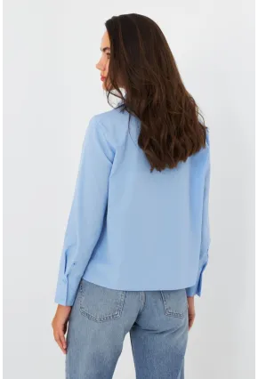Kadın Bebe Mavi Önü Bağlamalı Gömlek ZER417