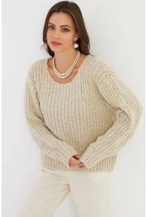 Kadın Bej Parlak Kazak KAZ25