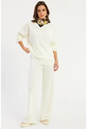 Kadın Bej Taşlı Alt Üst Takım MYİL10