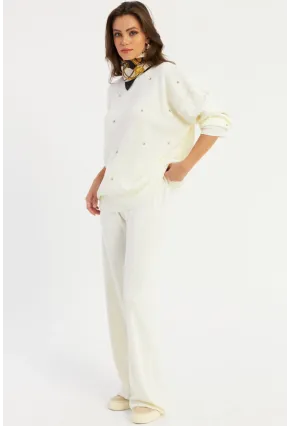 Kadın Bej Taşlı Alt Üst Takım MYİL10