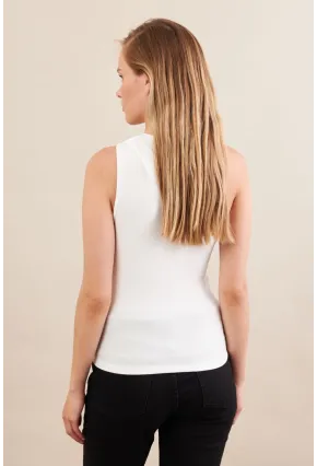 Kadın Beyaz Asimetrik Aksesuarlı Bluz FRY2311