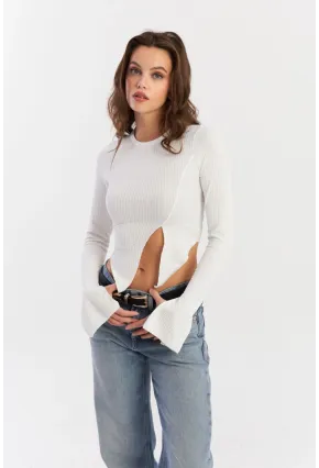 Kadın Beyaz Asimetrik Bluz CG384