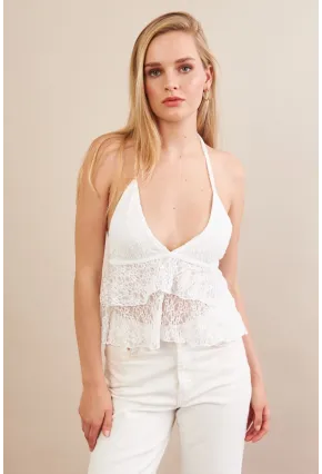 Kadın Beyaz Dantel Bluz ZH324