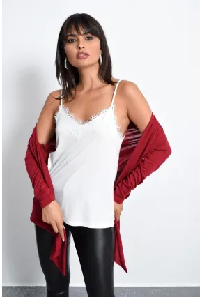 Kadın Beyaz Dantelli Atlet LPP5008