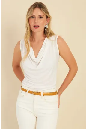 Kadın Beyaz Degaje Yaka Bluz YZ1020