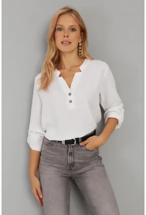 Kadın Beyaz Düğmeli Bluz BR1320