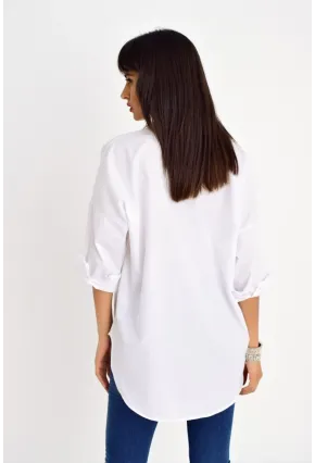 Kadın Beyaz Fermuarlı Gömlek DY25580