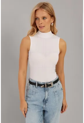 Kadın Beyaz Fitilli Kolsuz Bluz LPP1261