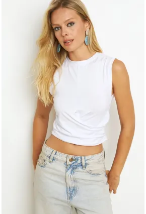 Kadın Beyaz Kruvaze Bluz YZ1105