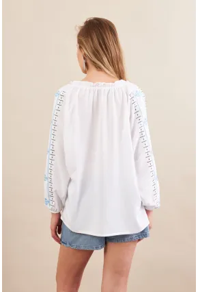 Kadın Beyaz Nakışlı Bluz MPC1344