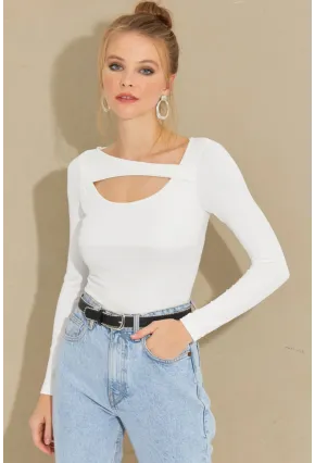 Kadın Beyaz Pencereli Bluz CY438