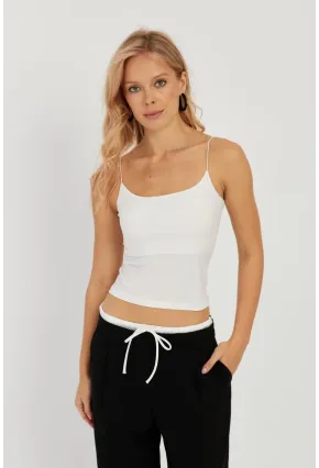 Kadın Beyaz-Saks İkili İp Askılı Bluz GÇ158