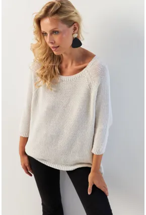 Kadın Beyaz Sırtı Damla Triko Bluz YV267