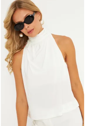 Kadın Beyaz Sırtı Düğmeli Bluz ELT3963