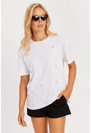 Kadın Beyaz Taşlı Bluz SGT401