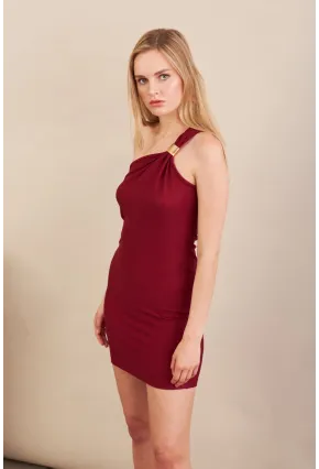 Kadın Bordo Aksesuarlı Mini Elbise FRY2315