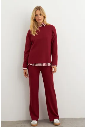 Kadın Bordo Alt Üst Pantolon Takım MTF28