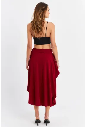 Kadın Bordo Asimetrık Etek LV52 LV52