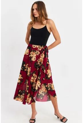 Kadın Bordo Asimetrik Etek LV81