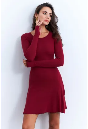 Kadın Bordo Bağlamalı Kaşkorse Mini Elbise FRY2175