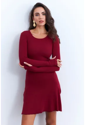 Kadın Bordo Bağlamalı Kaşkorse Mini Elbise FRY2175