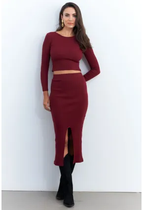 Kadın Bordo Basic Kaşkorse Alt- Üst Takım XL2042