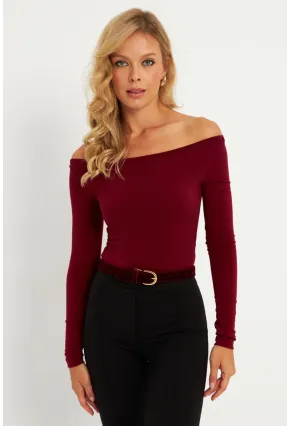 Kadın Bordo Bluz HOR13