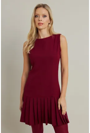Kadın Bordo Etegi Pileli Mini Elbise FRY2265