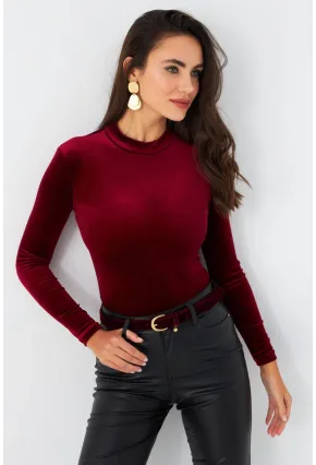 Kadın Bordo Kadife Bluz LPP1240