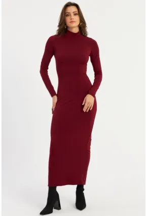 Kadın Bordo Maxi Elbise MLİK100