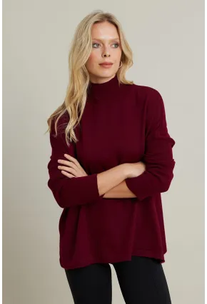 Kadın Bordo Salaş Triko Bluz YV289