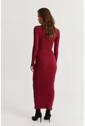 Kadın Bordo-Siyah Kurdele Detaylı Kaşkorse Maxi Yılbaşı Elbise XL2043