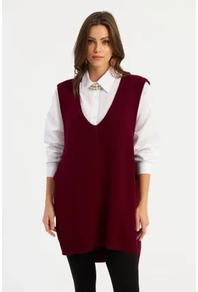 Kadın Bordo Triko Süveter MYV103