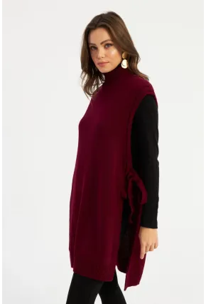 Kadın Bordo Uzun Triko Süveter MYV101