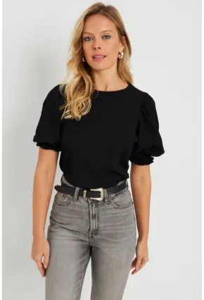 Kadın Bürümcük Bluz Siyah AYD285