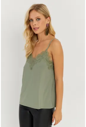 Kadın Çağla Yeşili Dantel Detaylı Atlet AYD265