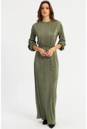 Kadın Çağla Yeşili Pilise Maxi Elbise GÇ192