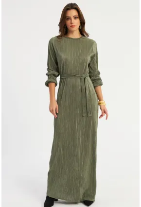 Kadın Çağla Yeşili Pilise Maxi Elbise MGÇ192