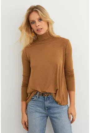 Kadın Camel Basic Balıkçı Yaka Bluz MKAZ501