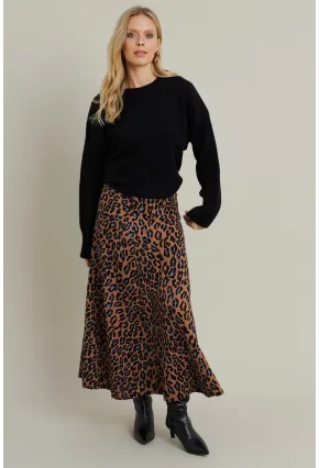 Kadın Camel-İndigo Desenli Çan Etek MLON3007