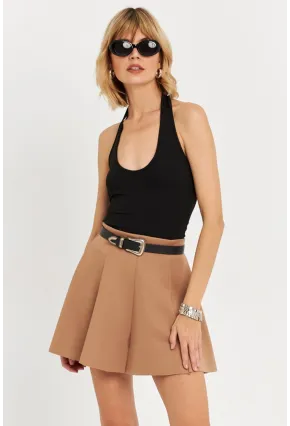 Kadın Camel Scuba Pilili Mini Etek DAF3204