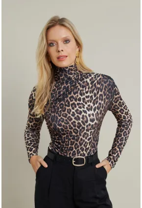 Kadın Camel-Siyah Büzgülü Desenli Bluz MDMR358-1