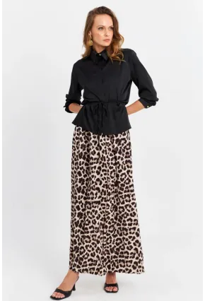 Kadın Camel-Siyah Saten Etek MCAR1105