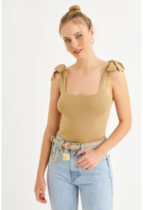 Kadın Camel Triko Bluz YV236