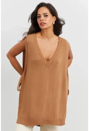 Kadın Camel Triko Süveter YV103