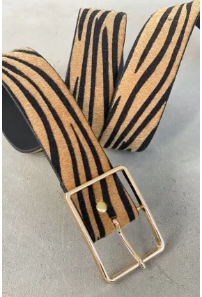 Kadın Camel Zebra Desen Kemer BE608