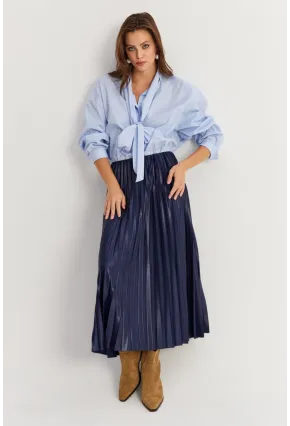 Kadın Eflatun Beli Lastikli Pilise Etek MGÇ190