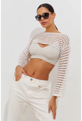 Kadın Ekru Ajurlu Bolero YV115