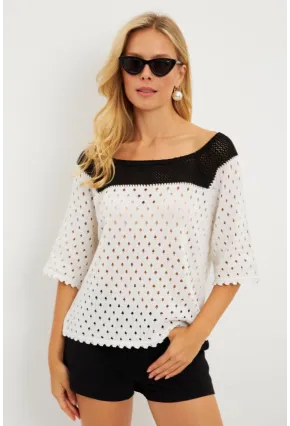 Kadın Ekru Ajurlu Triko Bluz YV230