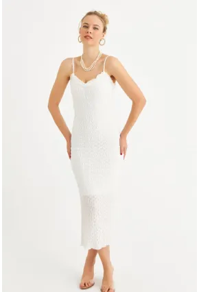 Kadın Ekru Astarlı Dantel Maxi Elbise YEL221662